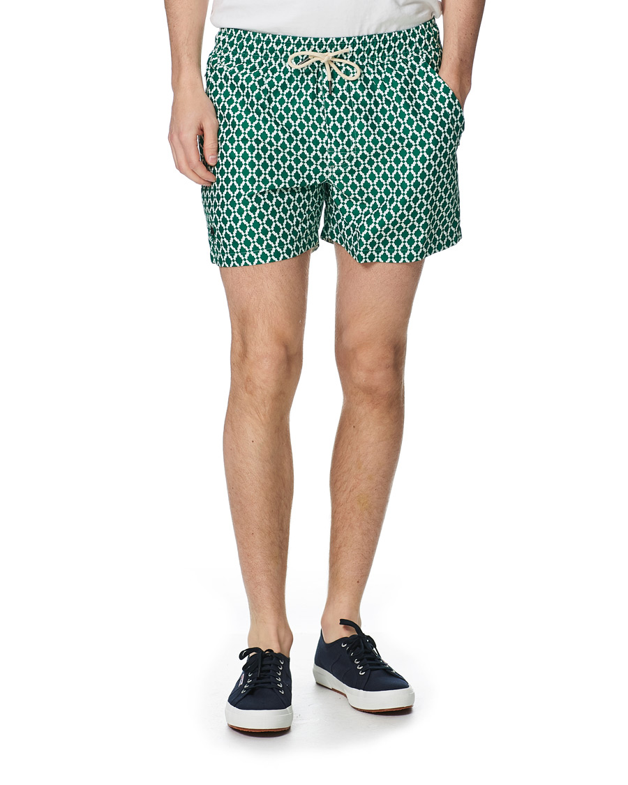 Herren | Badehosen | OAS | Printed Swim Shorts Green Tile