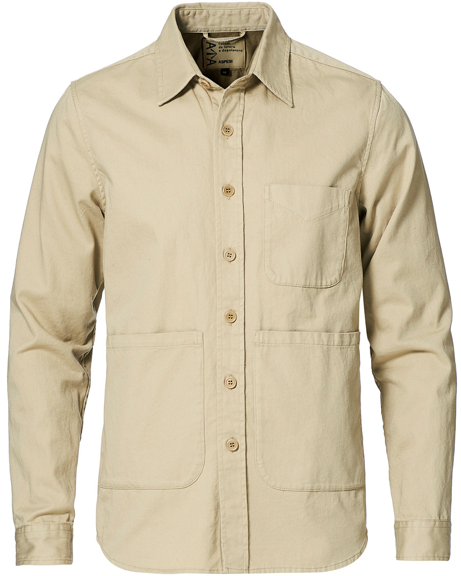 Herren | Hemden | Aspesi | Heritage Twill Utility Shirt Stone