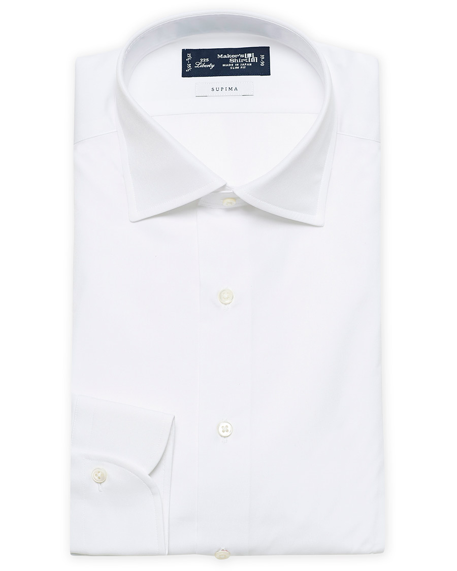 Herren | Hemden | Kamakura Shirts | Slim Fit Broadcloth Cut Away Shirt White