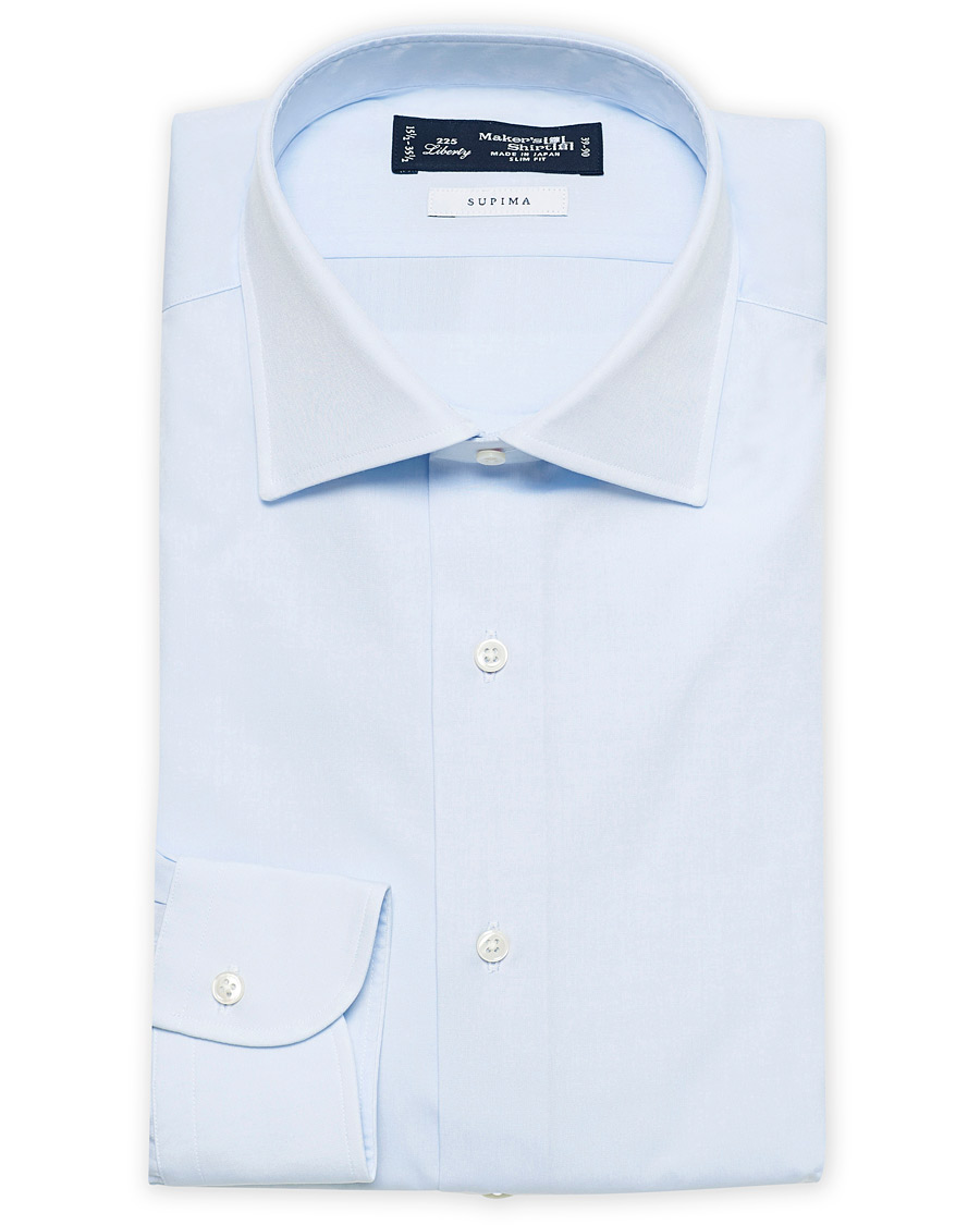 Herren |  | Kamakura Shirts | Slim Fit Broadcloth Cut Away Shirt Light Blue