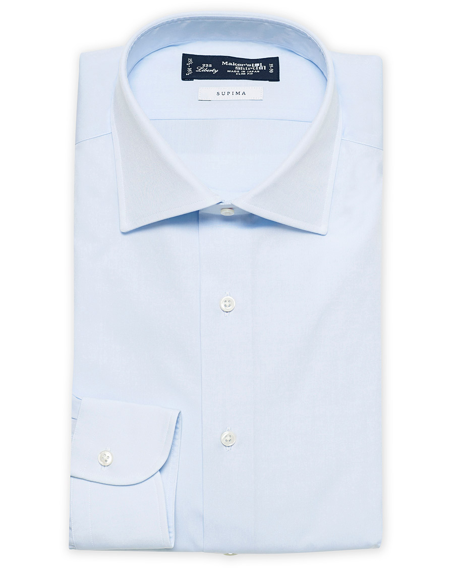 Herren | Hemden | Kamakura Shirts | Slim Fit Broadcloth Cut Away Shirt Light Blue