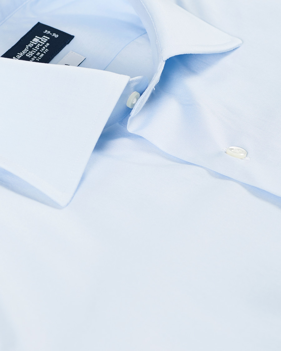 Herren | Hemden | Kamakura Shirts | Slim Fit Broadcloth Cut Away Shirt Light Blue