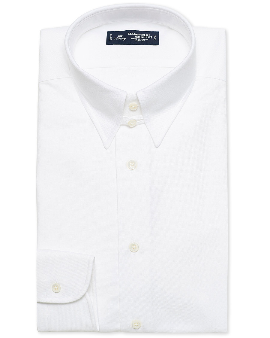 Herren | Hemden | Kamakura Shirts | Slim Fit Oxford Tab Collar Shirt White