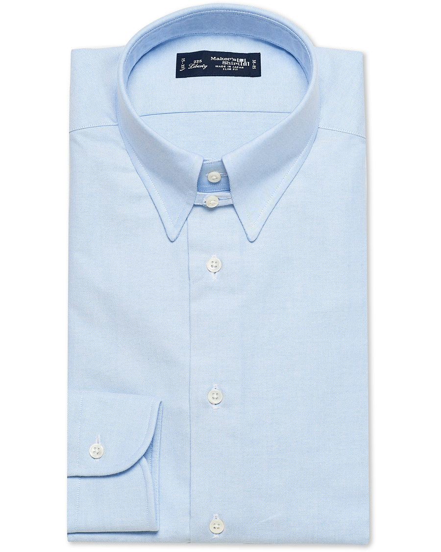 Herren | Hemden | Kamakura Shirts | Slim Fit Oxford Tab Collar Shirt Light Blue