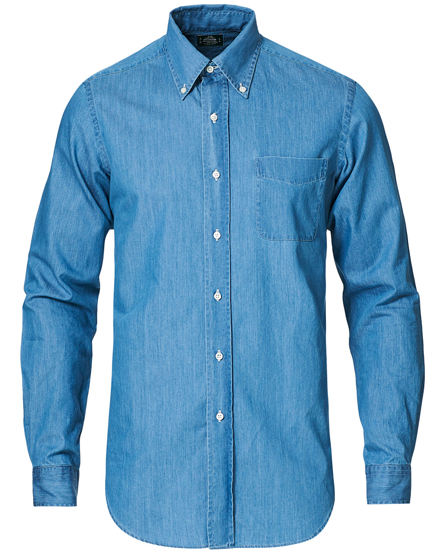 Herren | Hemden | Kamakura Shirts | Slim Fit Denim Button Down Shirt Indigo