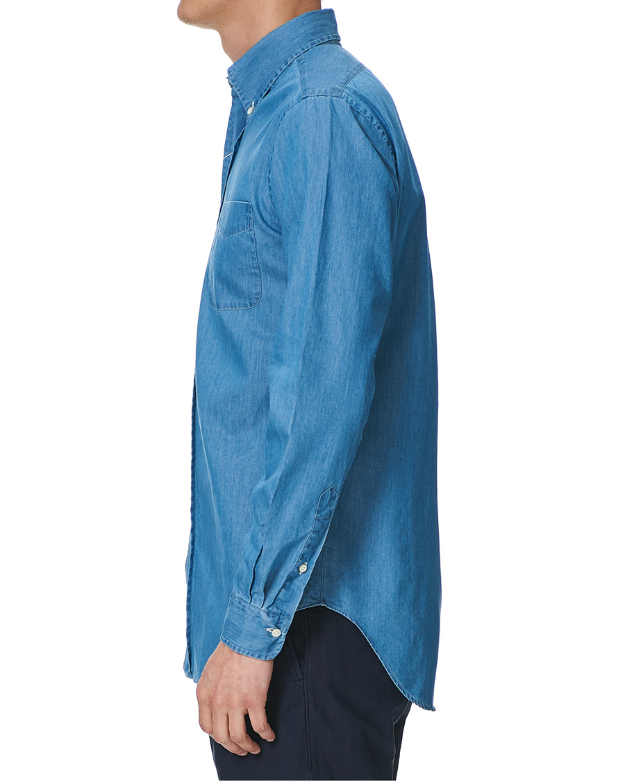 Herren | Hemden | Kamakura Shirts | Slim Fit Denim Button Down Shirt Indigo