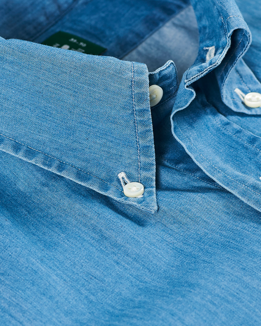 Herren | Hemden | Kamakura Shirts | Slim Fit Denim Button Down Shirt Indigo