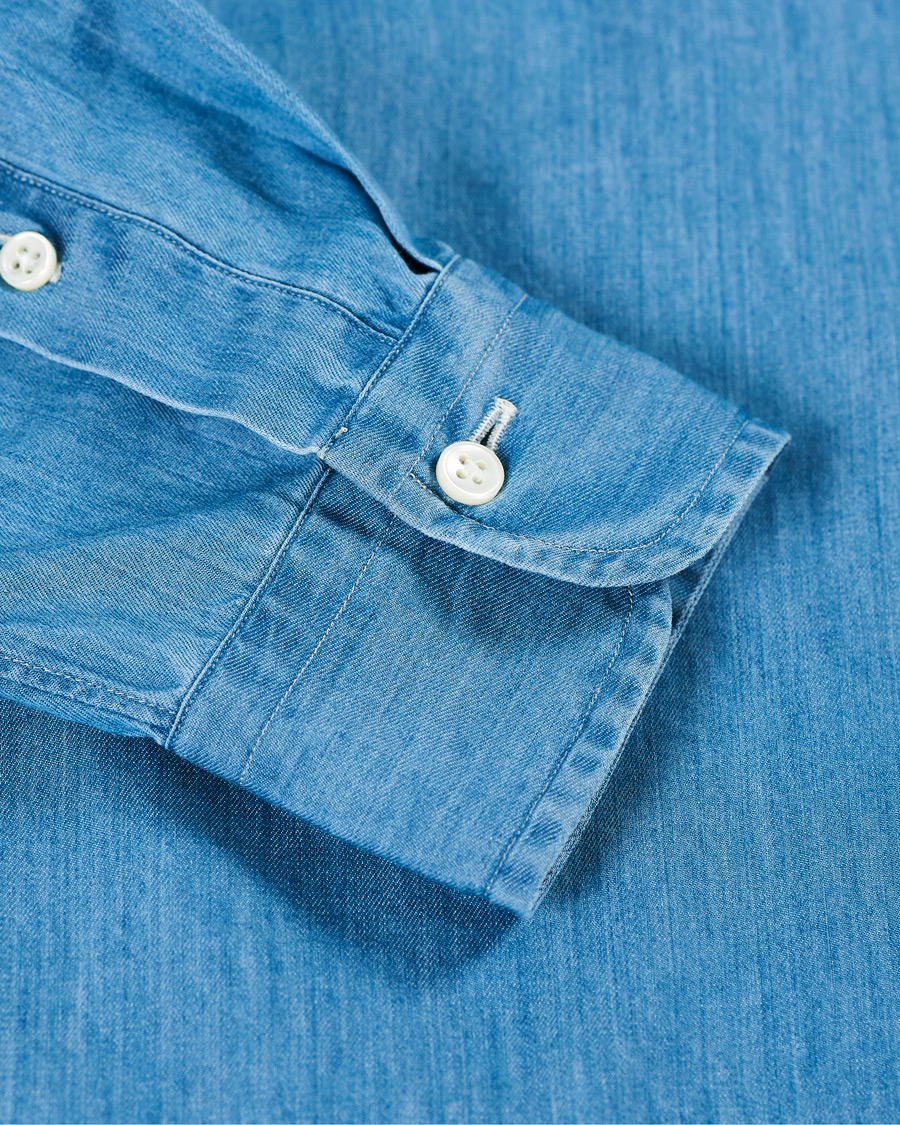 Herren | Hemden | Kamakura Shirts | Slim Fit Denim Button Down Shirt Indigo
