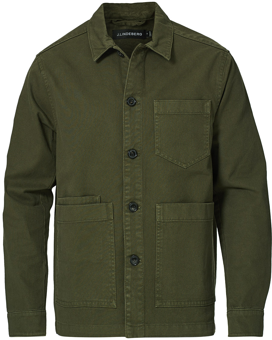 Herren | Hemden | J.Lindeberg | Twill Work Overshirt Seaweed Green