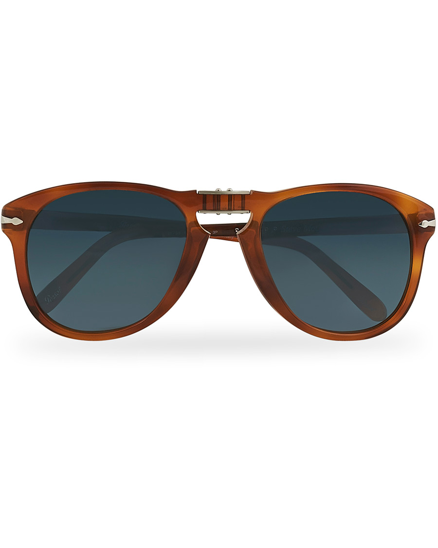 Herren | Persol 0OPO0714 Steve McQueen Sunglasses Light Havana/Blue | Persol | 0OPO0714 Steve McQueen Sunglasses Light Havana/Blue