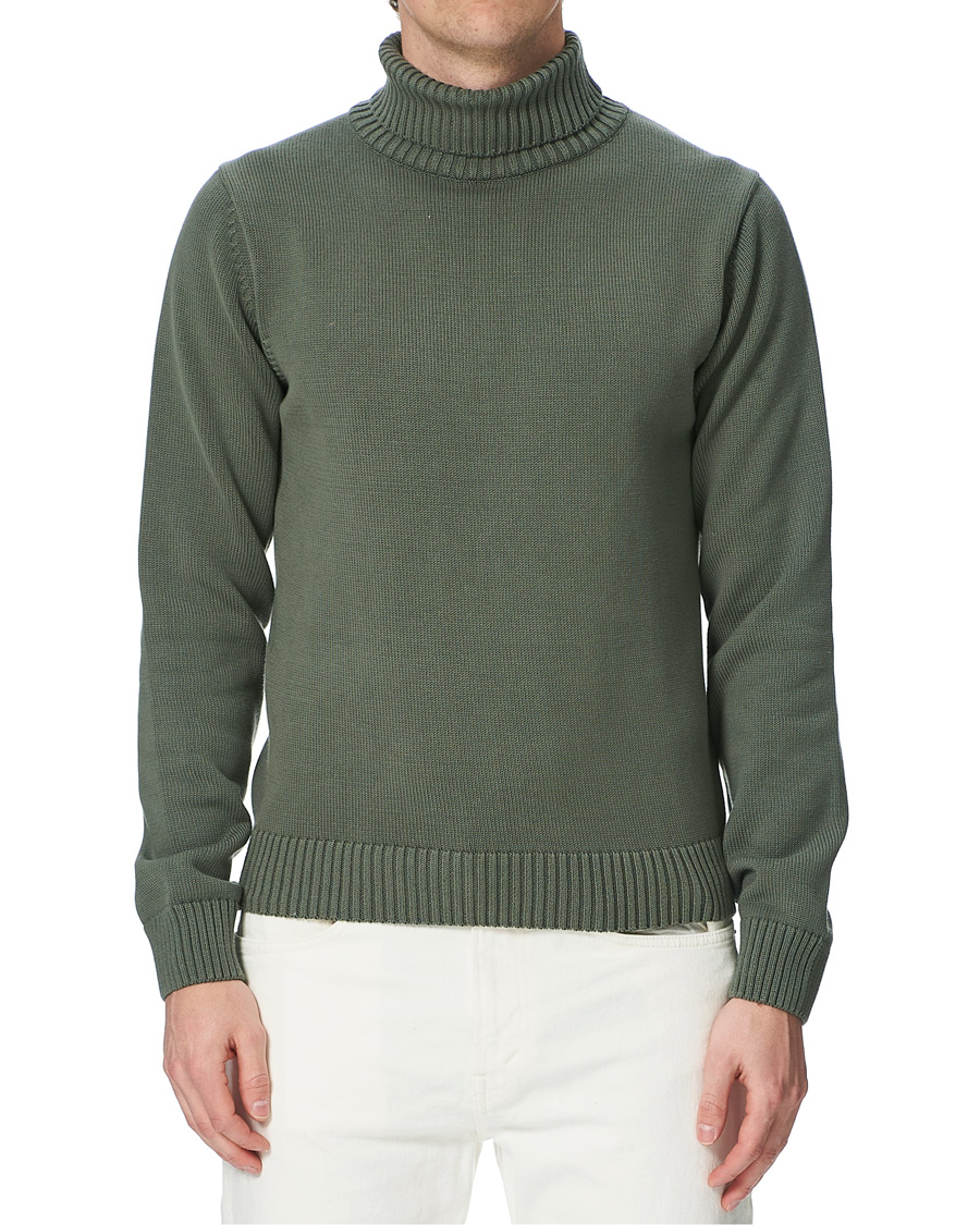 Herren | Pullover | Stenströms | Heavy Cotton Rollneck Dusty Olive