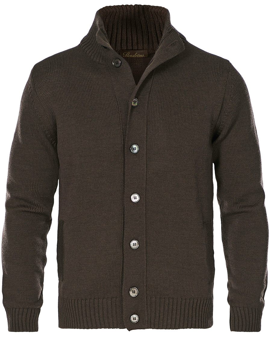 Herren | Pullover | Stenströms | Heavy Merino Wool Cardigan Brown
