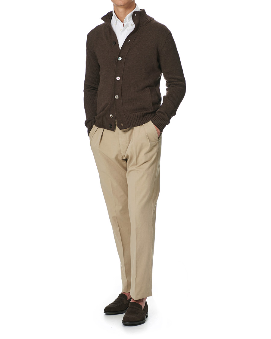Herren | Pullover | Stenströms | Heavy Merino Wool Cardigan Brown