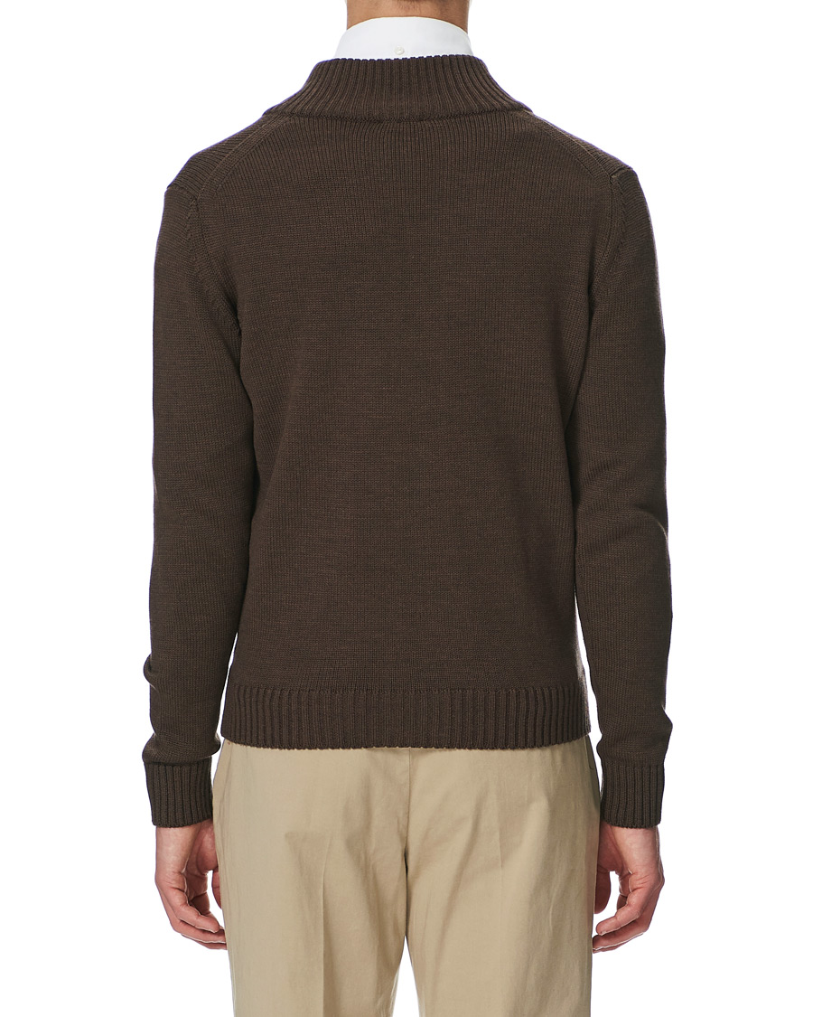 Herren | Pullover | Stenströms | Heavy Merino Wool Cardigan Brown