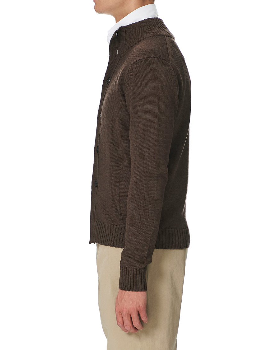 Herren | Pullover | Stenströms | Heavy Merino Wool Cardigan Brown