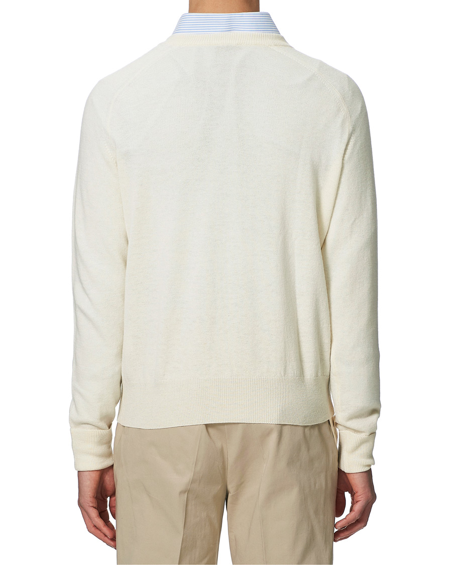 Herren | Pullover | Stenströms | Washed Merino Deep V-Neck Off White