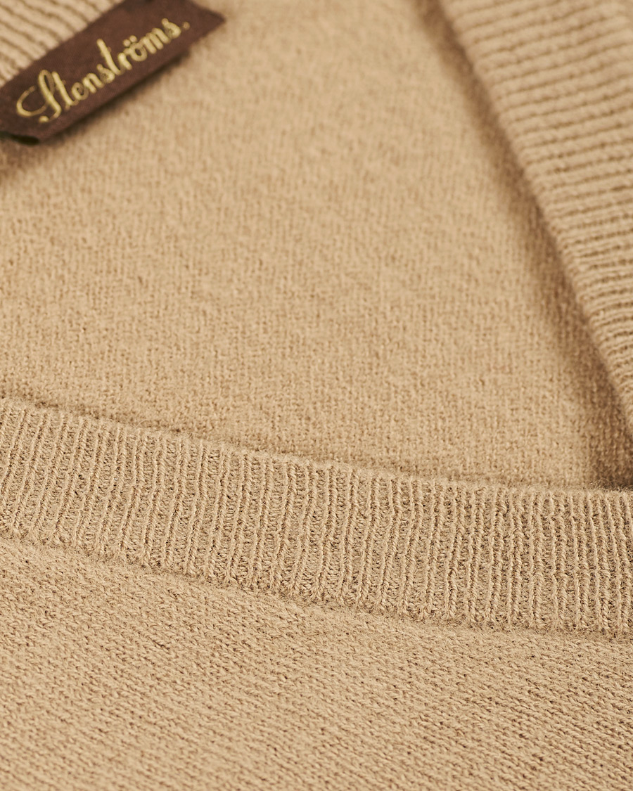 Herren | Pullover | Stenströms | Washed Merino Deep V-Neck Camel