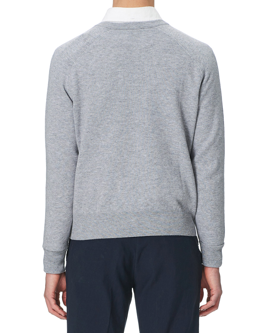 Herren | Pullover | Stenströms | Washed Merino Deep V-Neck Grey
