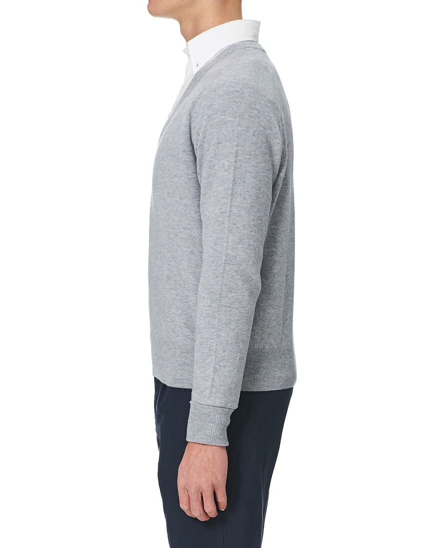 Herren | Pullover | Stenströms | Washed Merino Deep V-Neck Grey