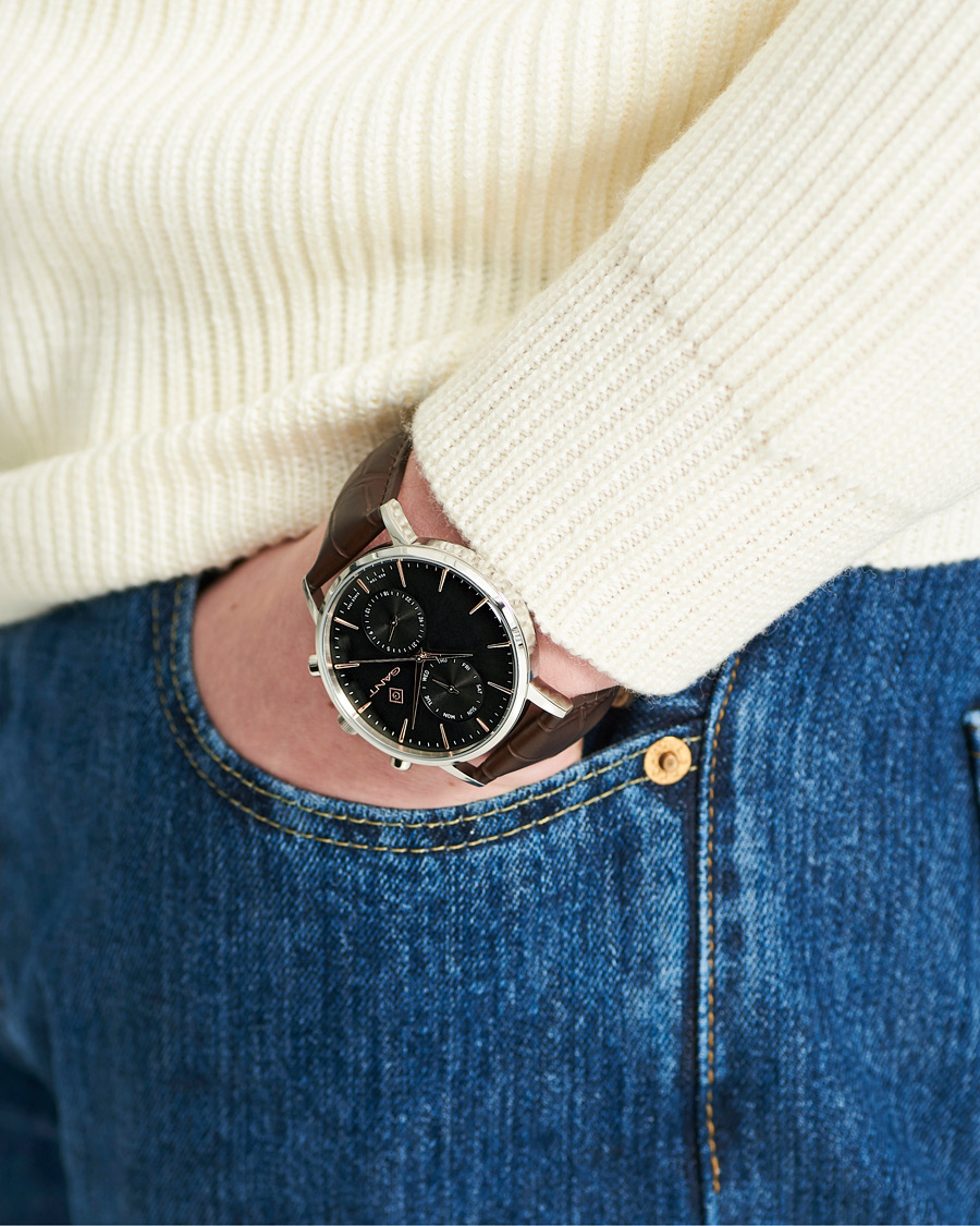 Herren | GANT Park Hill Day Date II Leather/Grey | GANT | Park Hill Day Date II Leather/Grey