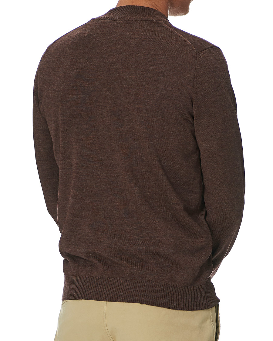 Herren | Pullover | Stenströms | Merino Half Zip Brown