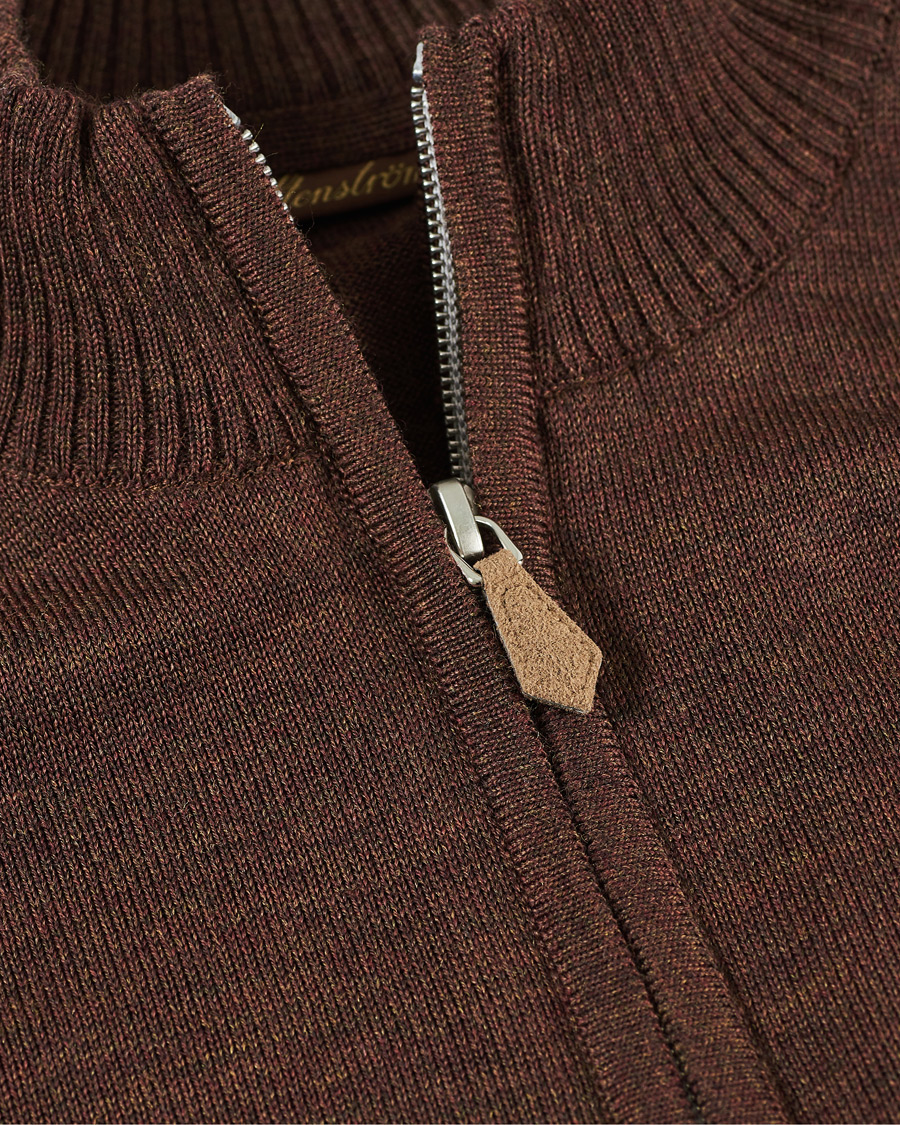 Herren | Pullover | Stenströms | Merino Half Zip Brown