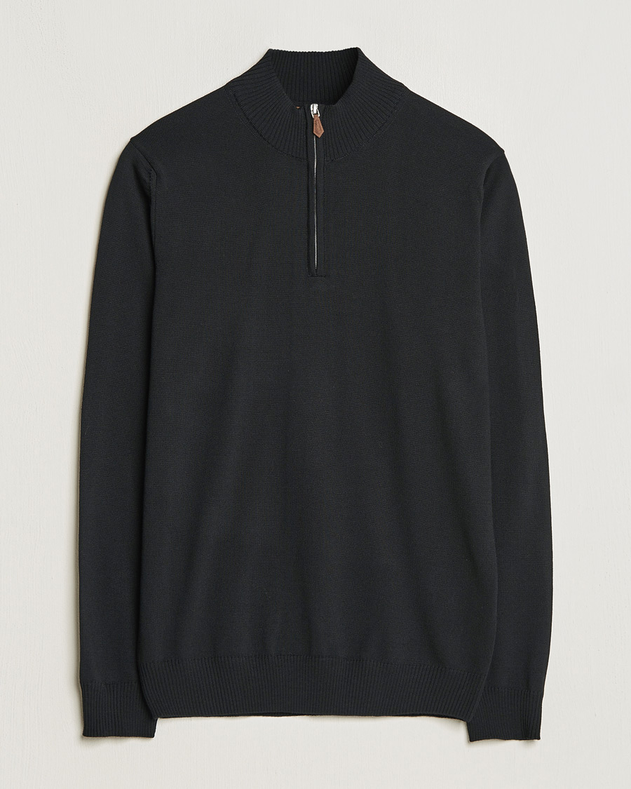 Herren | Pullover | Stenströms | Merino Half Zip Black