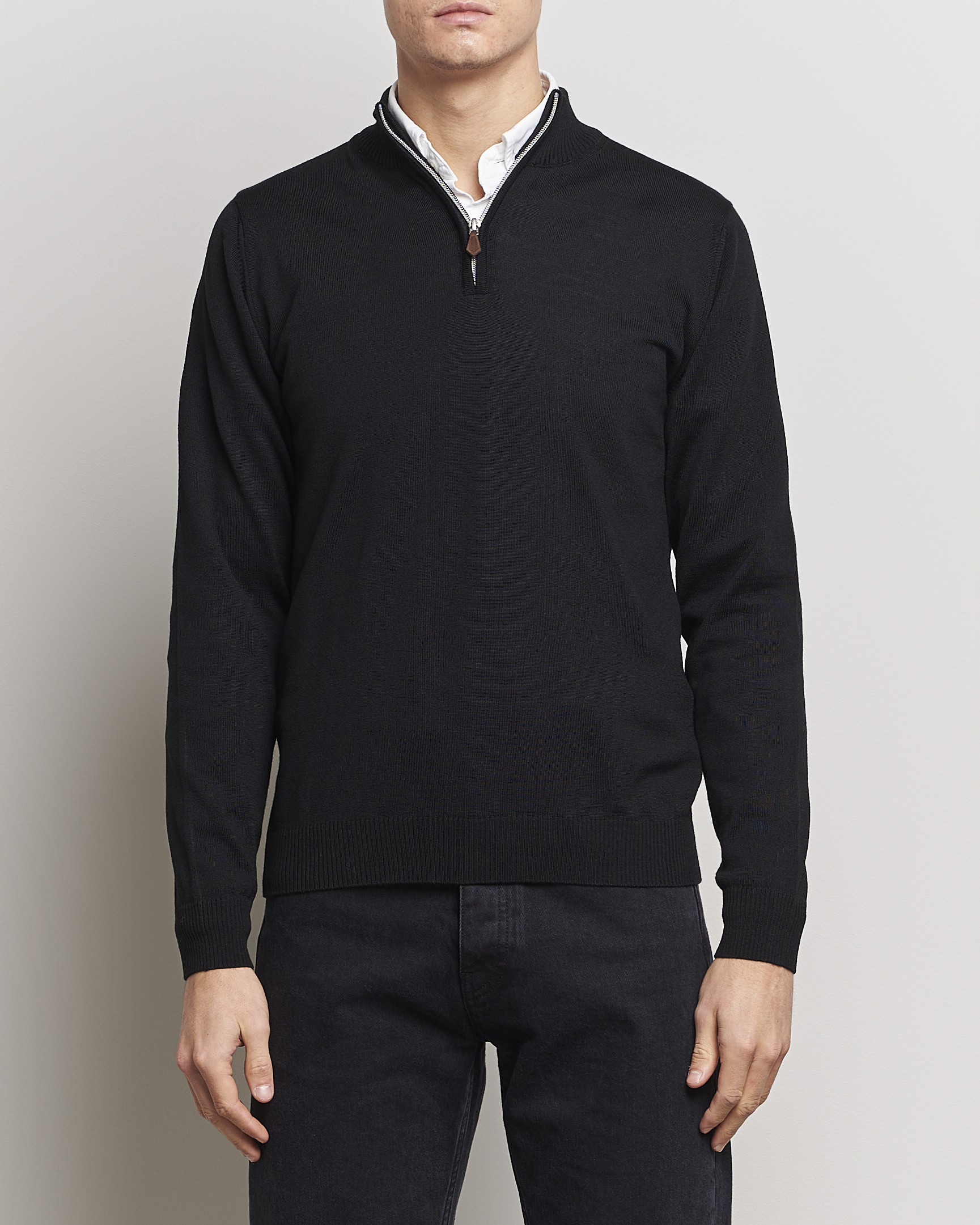 Herren |  | Stenströms | Merino Half Zip Black