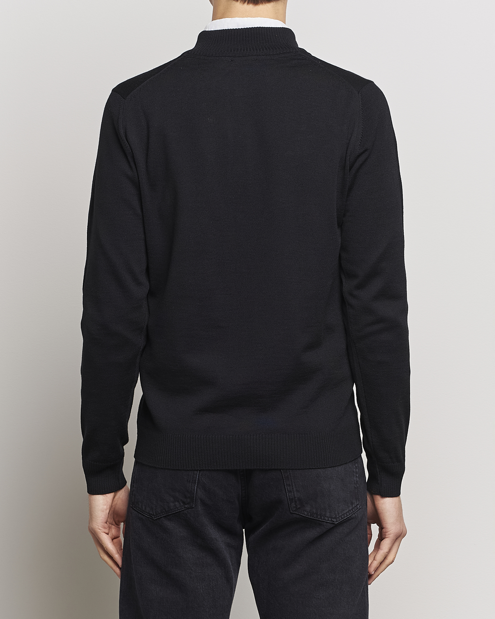Herren | Pullover | Stenströms | Merino Half Zip Black