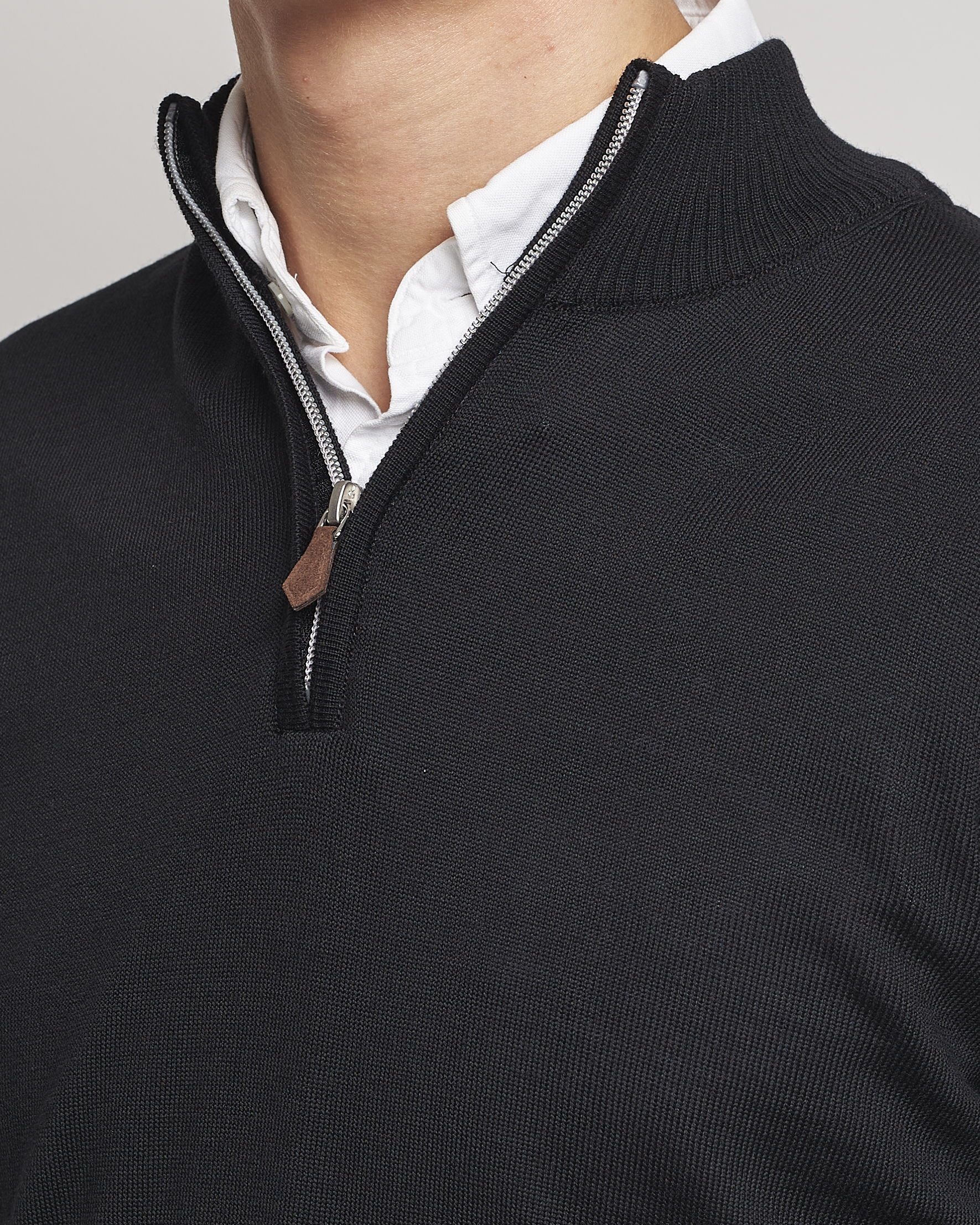 Herren | Pullover | Stenströms | Merino Half Zip Black