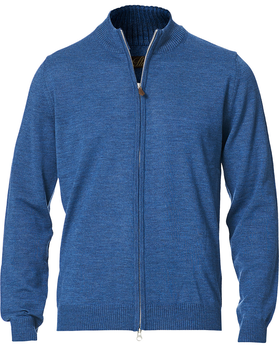 Herren | Pullover | Stenströms | Merino Full Zip Light Blue