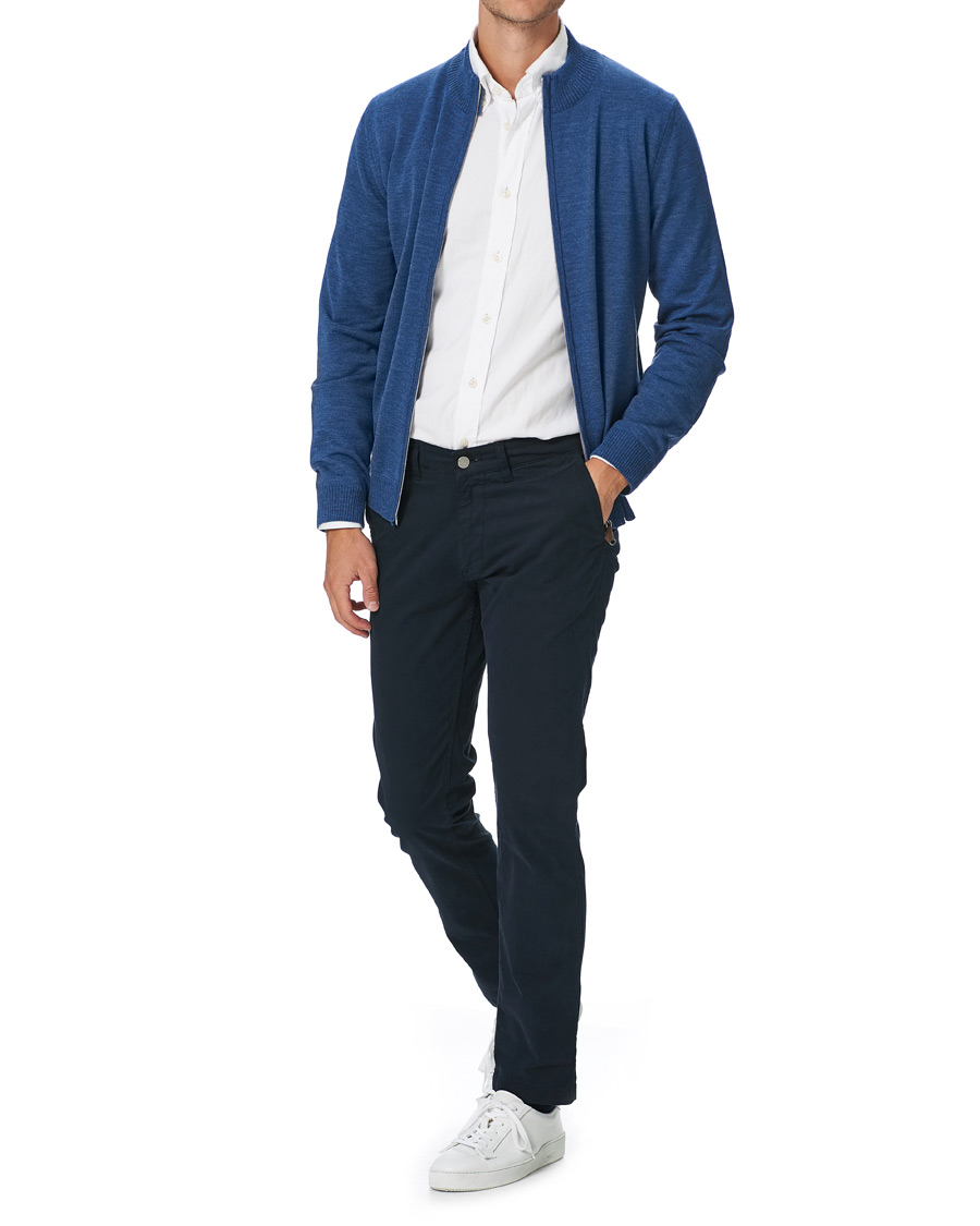 Herren | Pullover | Stenströms | Merino Full Zip Light Blue