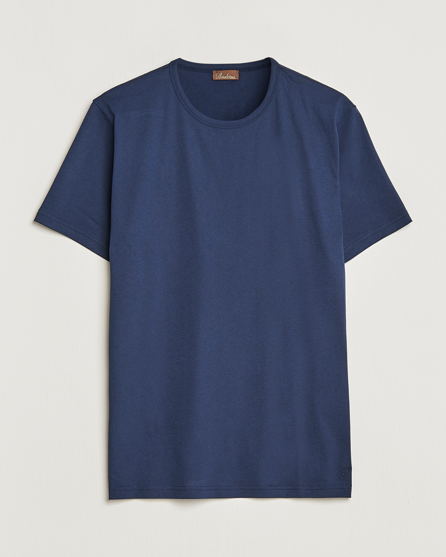 Herren | T-Shirts | Stenströms | Solid Cotton T-Shirt Navy