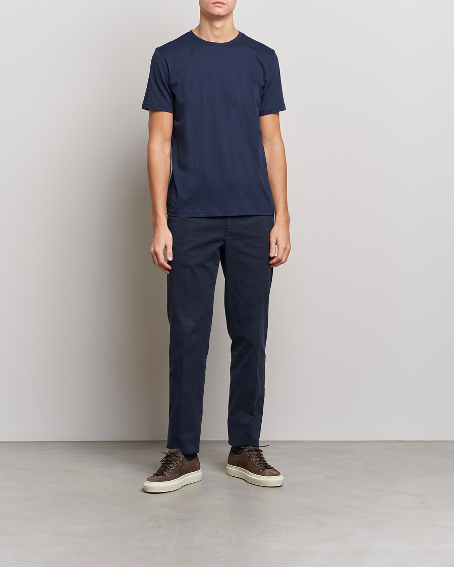 Herren | T-Shirts | Stenströms | Solid Cotton T-Shirt Navy
