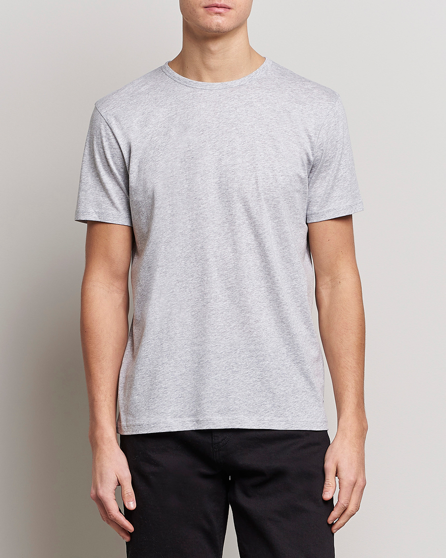 Herren | Business & Beyond | Stenströms | Solid Cotton T-Shirt Grey Melange