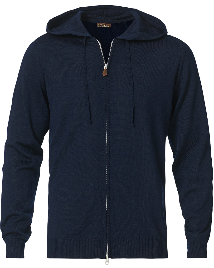 Herren | Pullover | Stenströms | Merino Full Zip Hoodie Navy