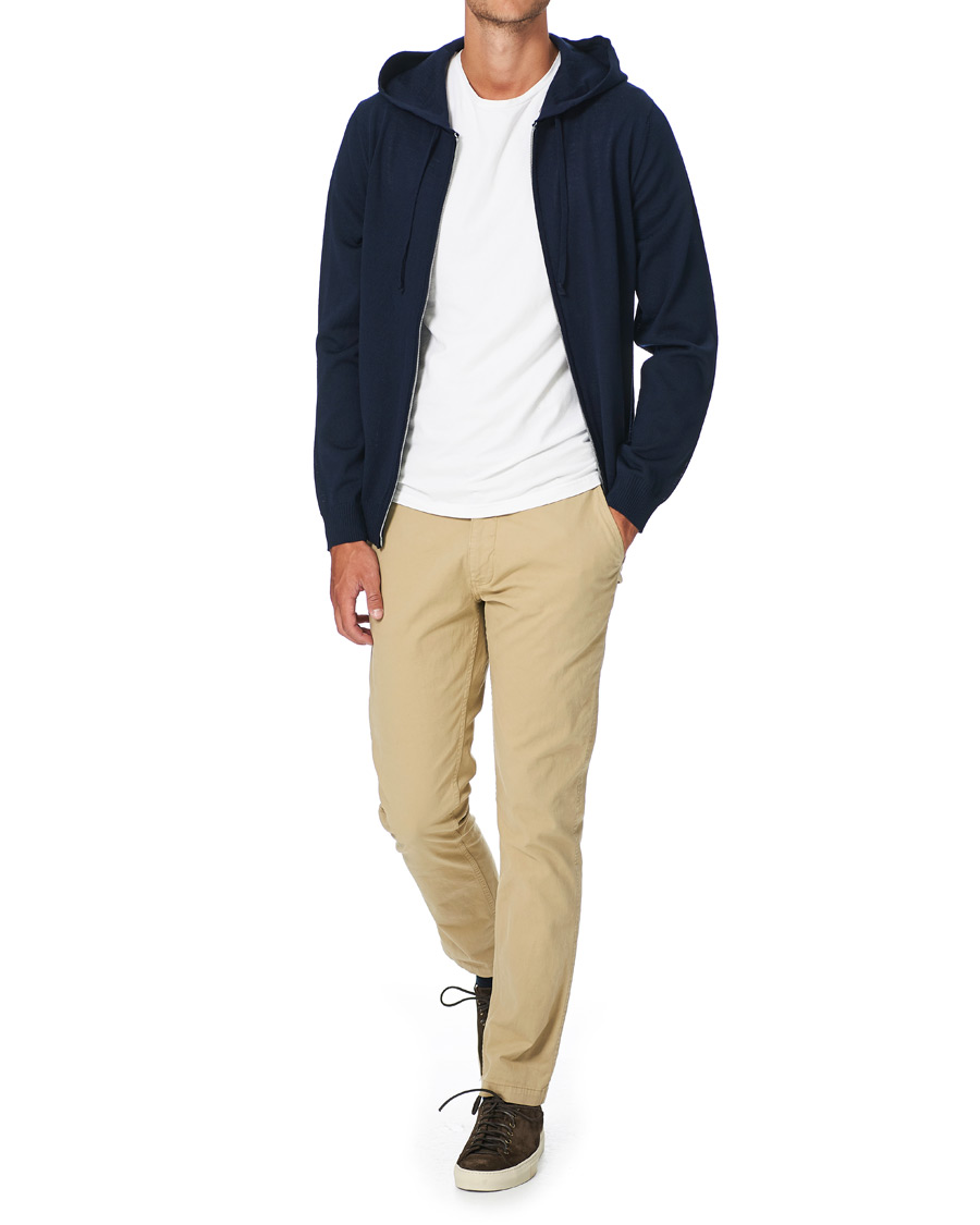 Herren | Pullover | Stenströms | Merino Full Zip Hoodie Navy