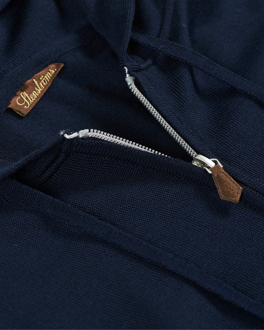 Herren | Pullover | Stenströms | Merino Full Zip Hoodie Navy