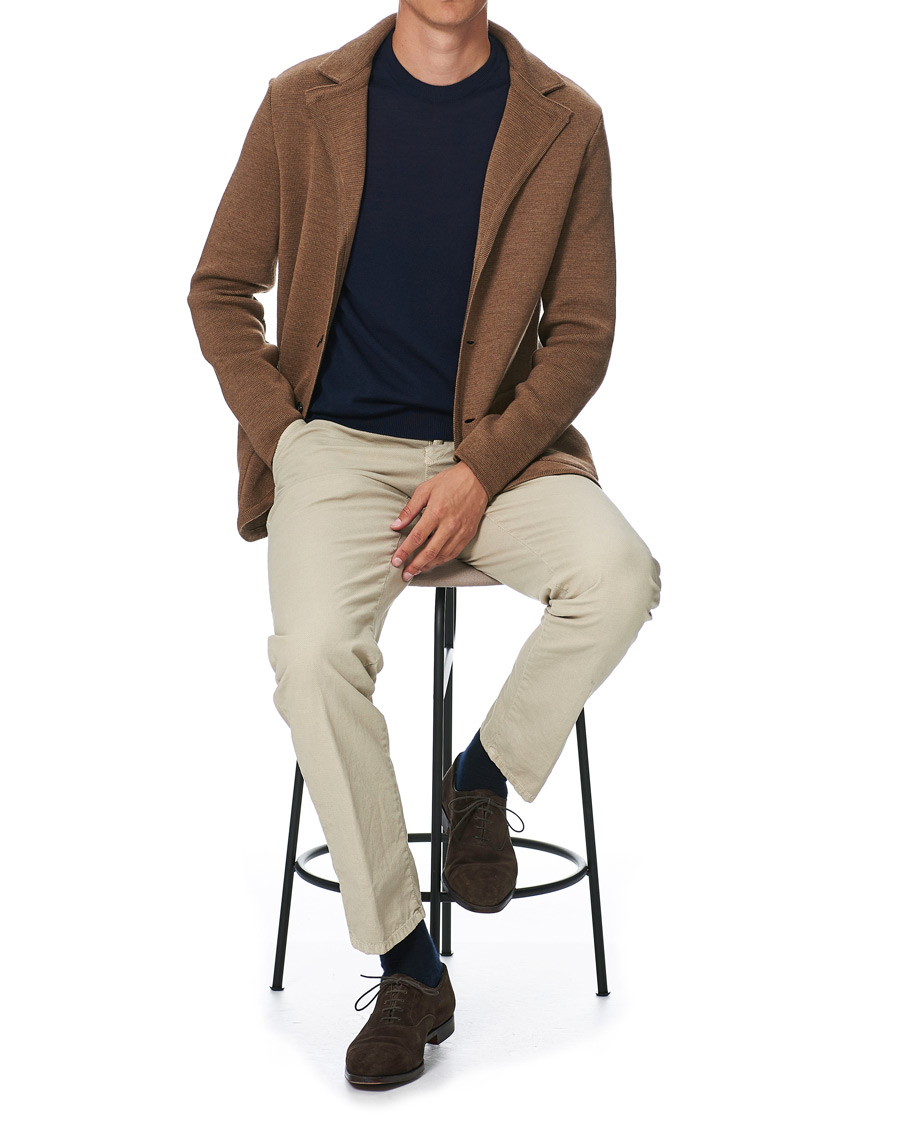 Herren | Sakkos | Stenströms | Milano Knitted Merino Blazer Camel
