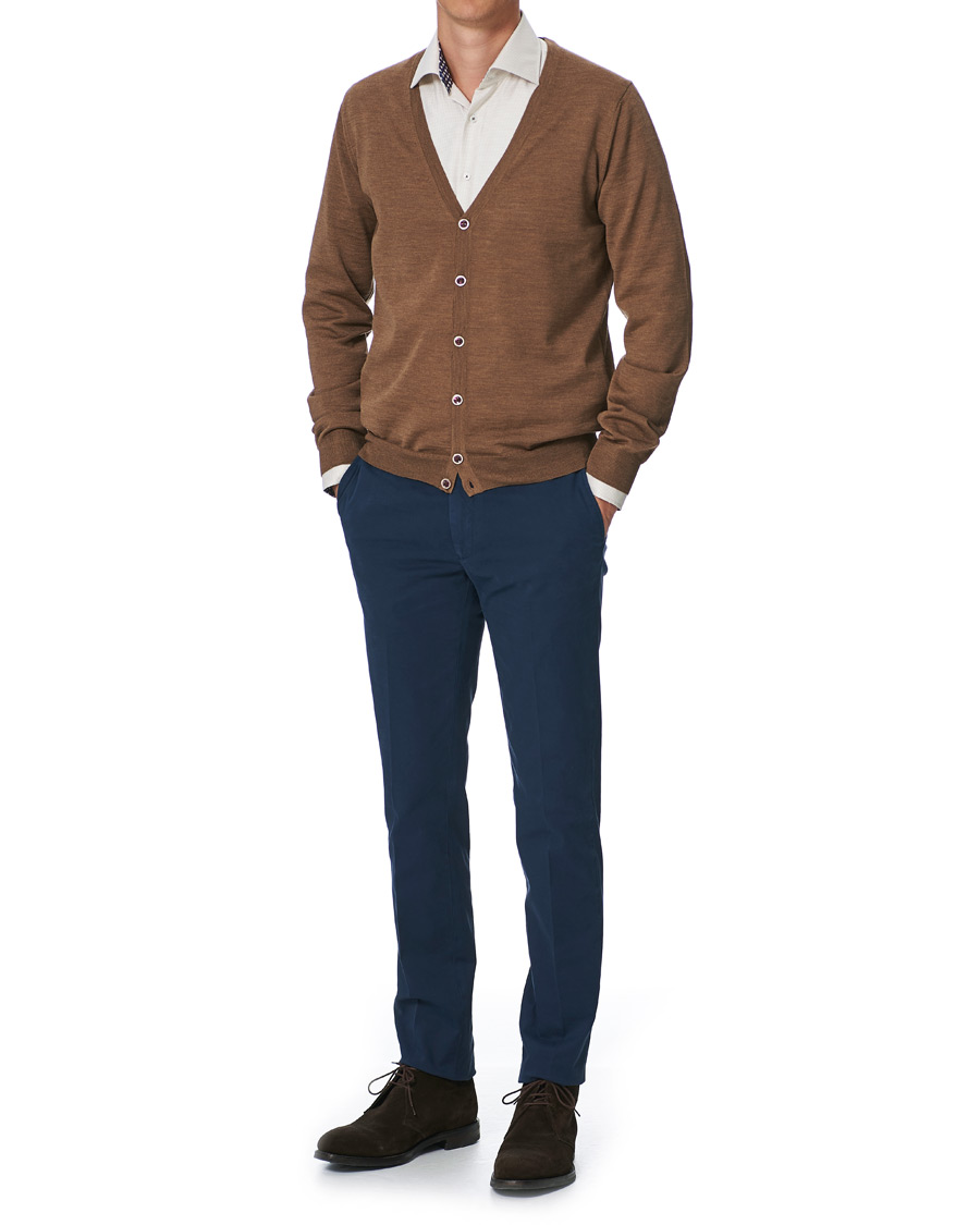 Herren | Pullover | Stenströms | Merino Wool Pocket Cardigan Camel