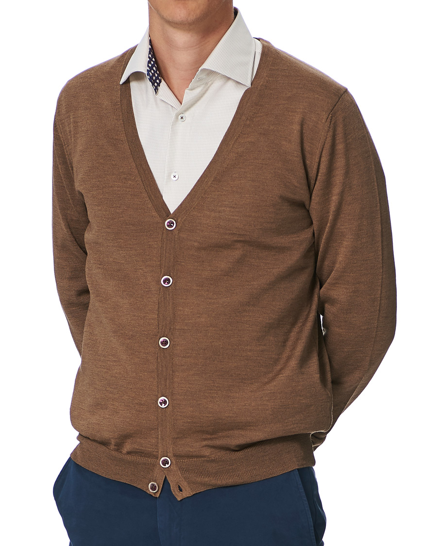 Herren | Pullover | Stenströms | Merino Wool Pocket Cardigan Camel