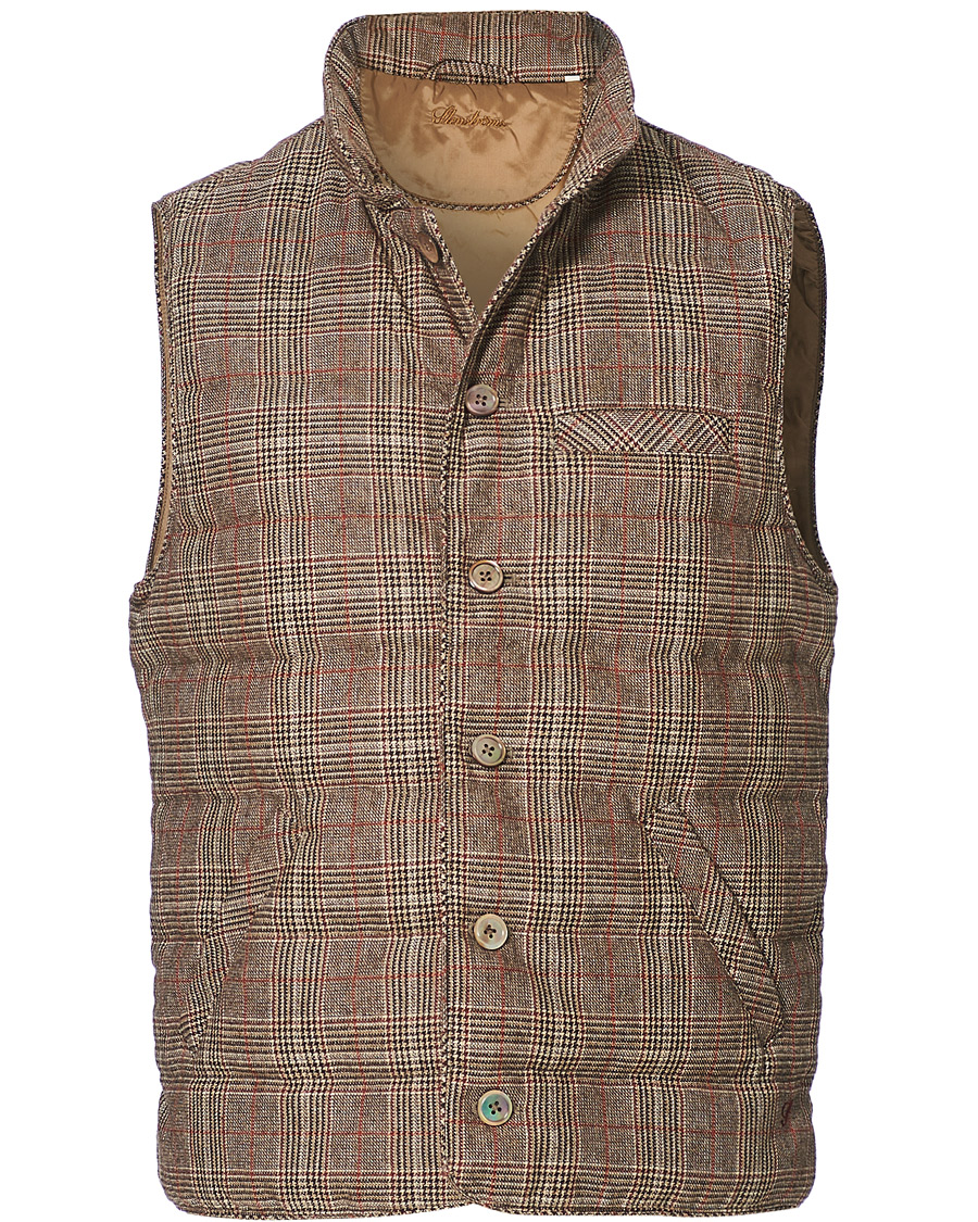 Herren | Jacken | Stenströms | Quilted Check Wool Vest Brown