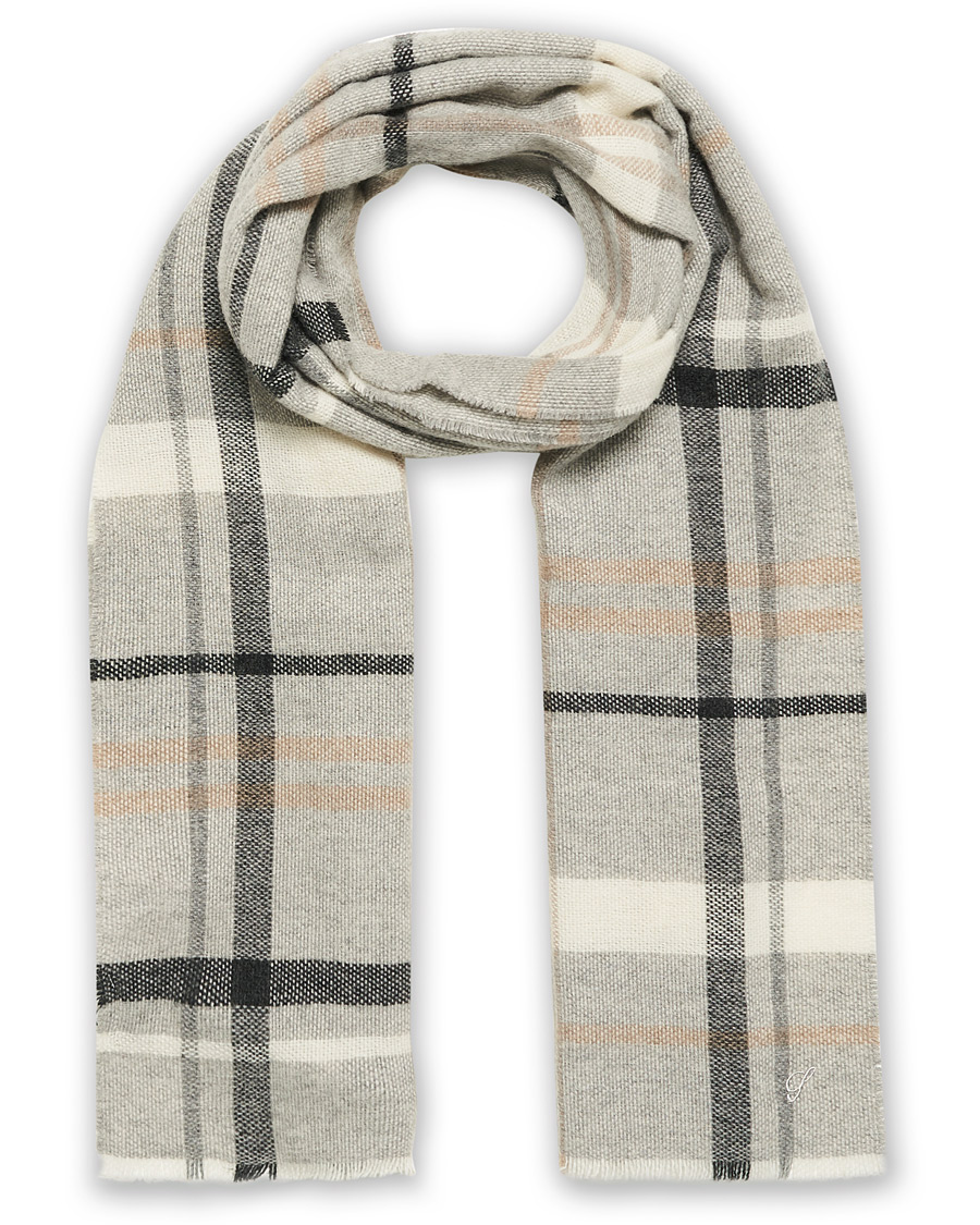 Herren | Stenströms Cashmere/Wool Check Scarf Light Grey | Stenströms | Cashmere/Wool Check Scarf Light Grey