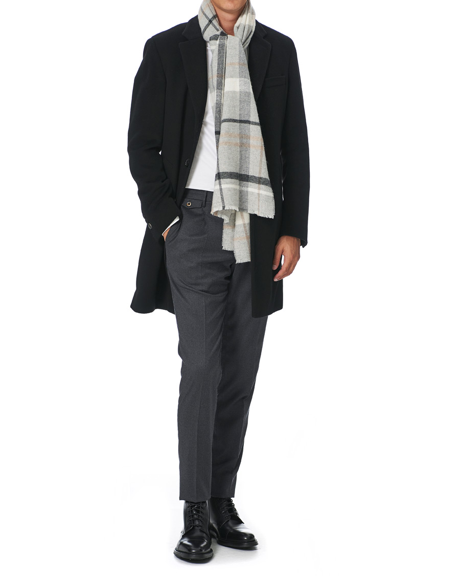 Herren | Stenströms Cashmere/Wool Check Scarf Light Grey | Stenströms | Cashmere/Wool Check Scarf Light Grey