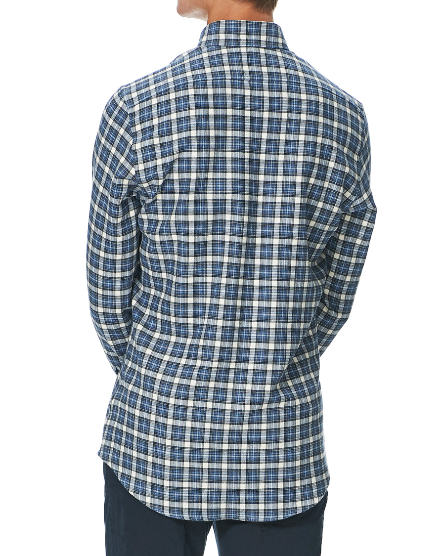Herren | Hemden | Stenströms | Slimline Checked Flannel Shirt Blue