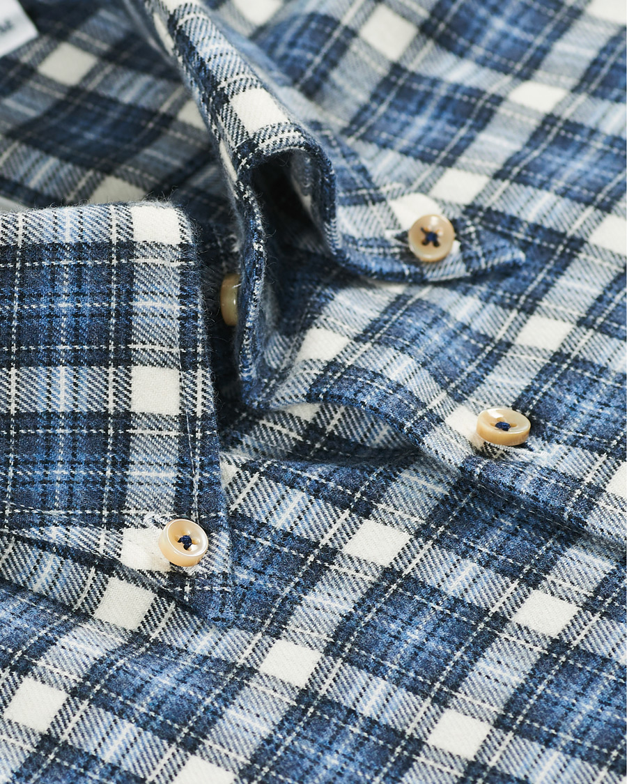 Herren | Hemden | Stenströms | Slimline Checked Flannel Shirt Blue