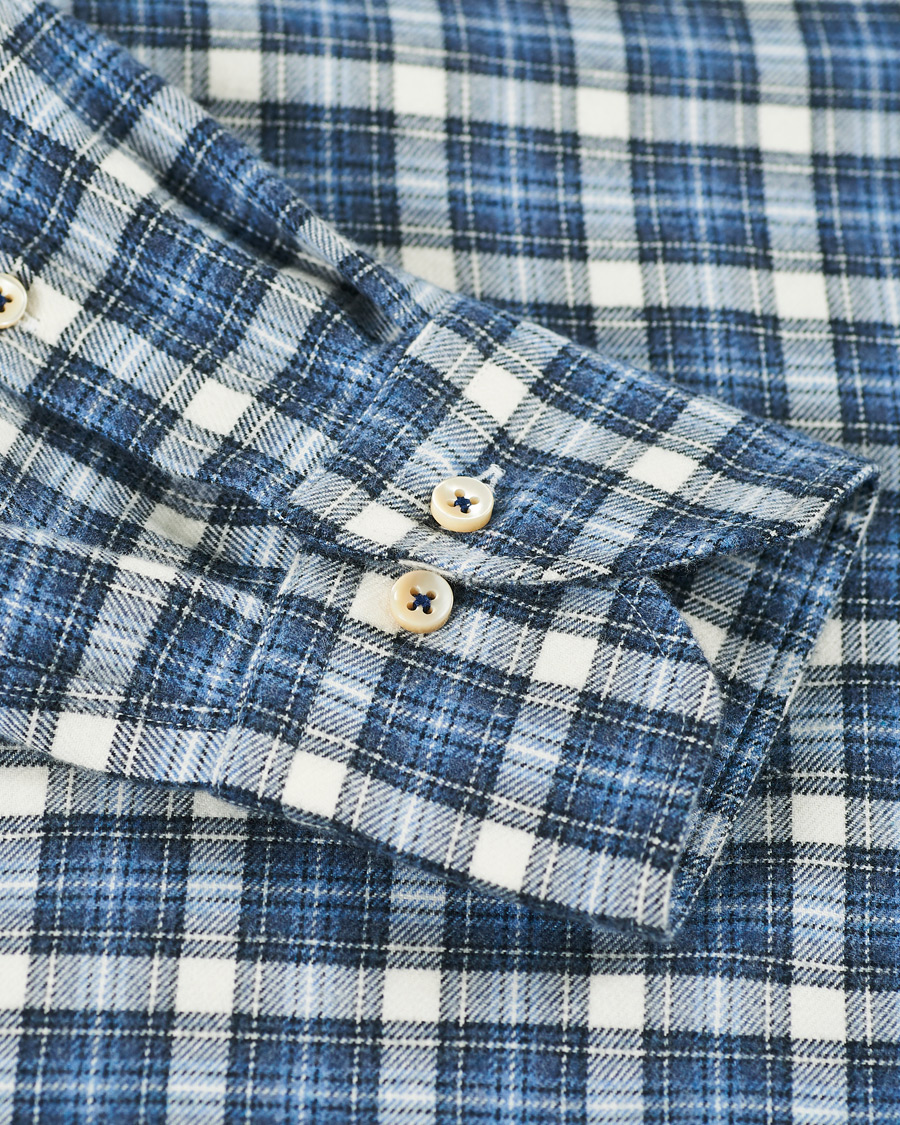 Herren | Hemden | Stenströms | Slimline Checked Flannel Shirt Blue