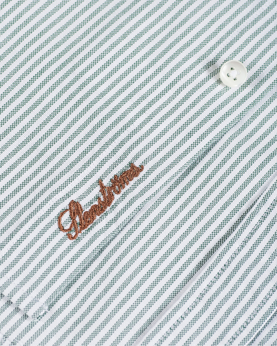 Herren | Hemden | Stenströms | Slimline Washed Striped Oxford Shirt Green