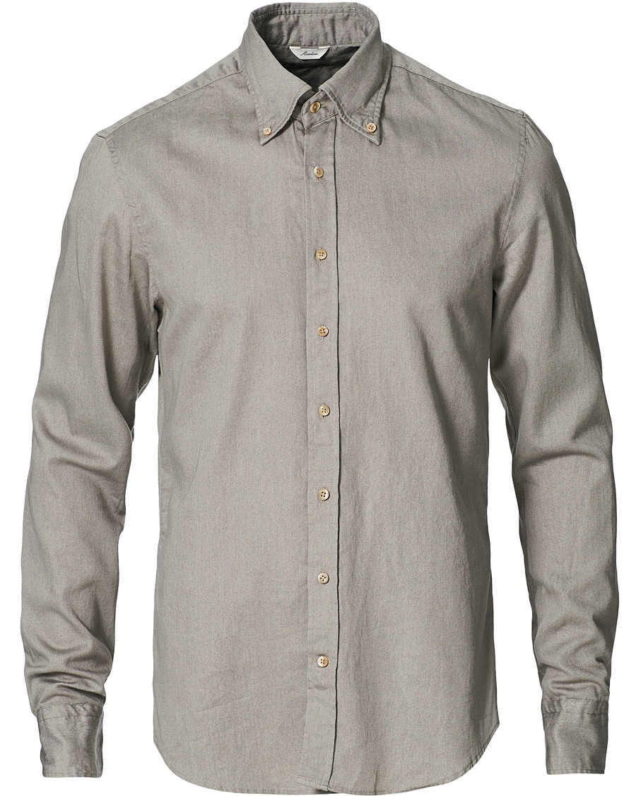 Herren | Hemden | Stenströms | Slimline Washed Button Down Oxford Shirt Grey