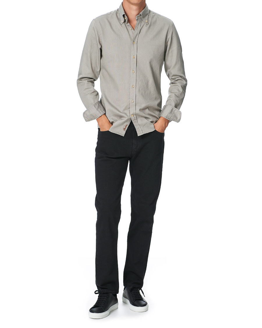Herren | Hemden | Stenströms | Slimline Washed Button Down Oxford Shirt Grey